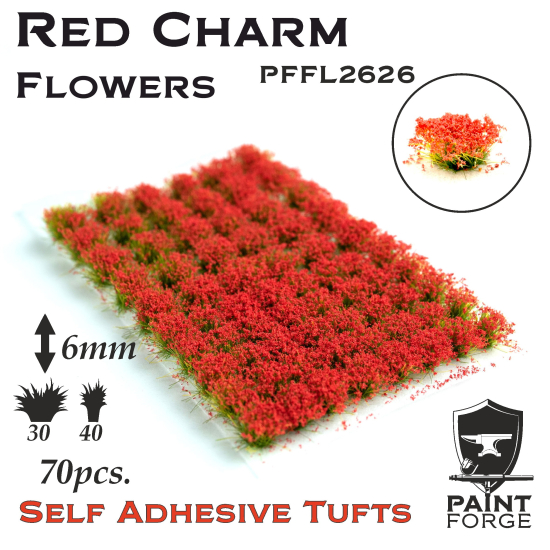 Paint Forge kępki kwiatków Red Charm Flowers - 70sztuk / 6mm